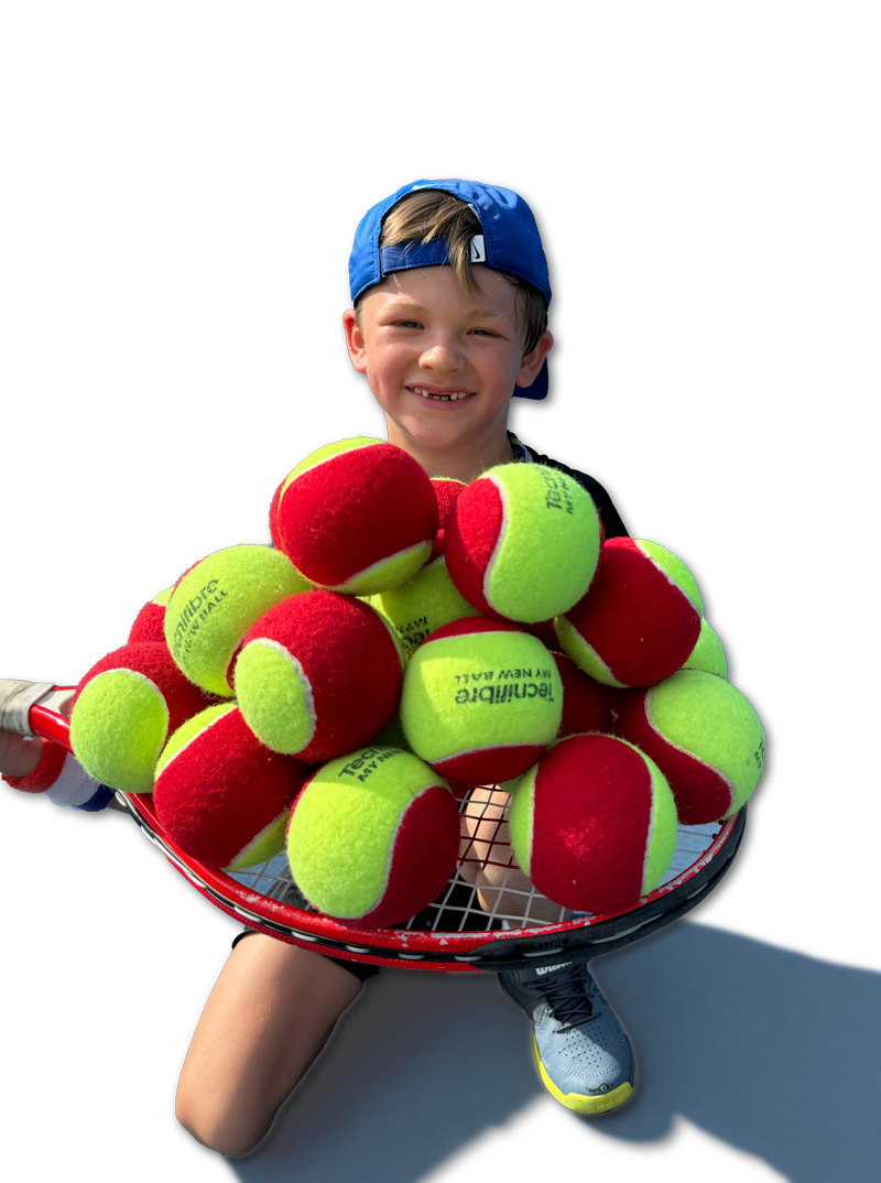 Kid with racket stack